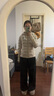 紅袖修身輕薄羽絨服冬季2024新款女裝拼接插肩袖連帽運動(dòng)風(fēng)休閑短外套 米010 S 曬單實(shí)拍圖