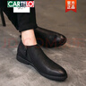 卡帝樂鱷魚（CARTELO）切爾西靴男短靴子真皮秋季側(cè)拉鏈休閑高幫皮鞋加絨中幫馬丁靴英倫 黑色 41 曬單實(shí)拍圖