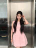 GARNUO粉色連衣裙子女夏季法式小個(gè)子高級感禮服裙無(wú)袖背心收腰顯瘦短裙 粉色 S 【80-100斤】 曬單實(shí)拍圖
