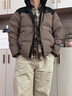 匹克馭雪短款羽絨服男新款三防科技加厚保暖立領(lǐng)運動(dòng)外套連帽面包服 碳灰棕-立領(lǐng)拼色款 S 曬單實(shí)拍圖