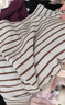蕉內（Bananain）【劉浩存同款】熱皮501+女士保暖衣內搭長(cháng)袖T恤肌底衣打底衫秋冬 【雙高領(lǐng)】奶白灰棕條紋 S 曬單實(shí)拍圖