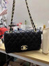 天香秀麗真皮女包時(shí)尚潮流菱格鏈條包軟皮小香風(fēng)單肩斜挎包高品質(zhì)女士包包 黑色穿皮金鏈大號 曬單實(shí)拍圖