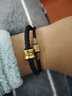 悠萊 黃金轉運珠手鏈男刺青守護3D硬金情侶路路通足金皮繩送女友禮物 智慧_大版（1-1.1克） 曬單實(shí)拍圖