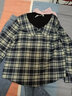 唐獅秋冬新款假兩件拼接格子長(cháng)袖襯衫女寬松百搭甜美襯衣內搭 藏青 M 曬單實(shí)拍圖