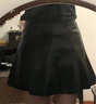 兔芊（TUQIAN）海寧真皮百褶半身裙皮裙女秋冬新款綿羊皮a字皮短裙高腰顯瘦傘裙 黑色 XL 曬單實(shí)拍圖