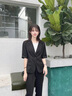 皮爾卡丹（pierre cardin）薄款小西裝外套女2025夏季新款小個(gè)子休閑修身顯瘦短袖西服上衣 黑色 S 【80-98斤穿】 曬單實(shí)拍圖