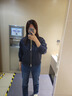 本來(lái)（benlai）女士棒球服夾克女2024秋冬新款加厚內里羊羔絨保暖外套女 墨藍 S 曬單實(shí)拍圖