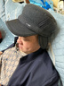 MARCWOOD 秋冬季中老年人爸爸保暖帽中年帽子老人護耳帽鴨舌帽冬款男帽 皮帽檐黑色 均碼 可調節(有護耳) 曬單實(shí)拍圖