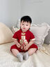 G.DUCK KIDS小黃鴨新生嬰兒衣服夏季薄款連體衣純棉國風(fēng)滿(mǎn)月男女寶寶周歲衣服紅色66cm 66建議1-3個(gè)月10斤-13斤 曬單實(shí)拍圖