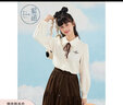 紫涵（ZIHAN）文藝娃娃領(lǐng)襯衫女撞色刺繡領(lǐng)結襯衣打底女裝百搭 米金 L 曬單實(shí)拍圖