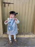 幼歌（YOUGE）新年【年服】嬰幼兒龍年冬款復古國風(fēng)背心連衣裙甜美碎花A字裙潮 藍色小花包 均碼 曬單實(shí)拍圖