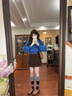 夏雨瑤設計感藍色翻領(lǐng)長(cháng)袖針織打底衫女秋季寬松短款毛衣內搭氣質(zhì)小上衣 藍色 M (95-105斤) 曬單實(shí)拍圖