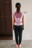 徽昂瑜伽服套装女跑步训练速干健身衣运动套装拼网短袖T恤束脚裤紫M 实拍图