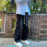 FOG SKY牛仔褲男春秋季寬松直筒褲子男美式高街復古闊腿百搭休閑長(cháng)褲 718-K870煙黑色 L （建議115-130斤） 曬單實(shí)拍圖