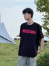 歌樸偉美式重磅短袖t恤男夏季寬松情侶純棉五分半袖高街打底體恤衫衣服 黑色 （220G純棉） XL （建議120-140斤） 曬單實(shí)拍圖