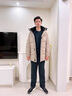 京西藍靛冬季潮牌防寒保暖輕薄鵝絨羽絨服男寬松大碼中長款連帽面包服外套 淺卡其 L 推薦體重120-140斤 曬單實拍圖
