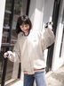 莫代爾棒球服外套女2025春秋季新款女裝初高中學(xué)生寬松時(shí)尚潮流夾克上衣 杏色 L 100-120斤 曬單實(shí)拍圖