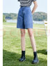 百图betu女装夏季新款短裤高腰直筒时髦五分牛仔裤女2303T73 牛仔色 L 晒单实拍图