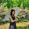16骨黑膠遮陽(yáng)傘晴雨傘中式復(fù)古防曬防紫外線折疊晴雨傘 三折手開(kāi) 江南憶 16骨 曬單實(shí)拍圖