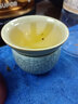 靈青坊青瓷手工茶盞 功夫茶具功夫茶杯 手工陶瓷品茗杯冰裂開(kāi)片茶碗 斗笠杯中式建盞 紫砂杯子單杯主人杯 哥窯米黃 曬單實(shí)拍圖