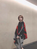恒源祥（HYX）披肩女秋冬季外搭袖子辦公室加厚時尚媽媽仿羊毛斗篷 簡單格卡其紅 曬單實拍圖