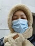 季倫詩帽子圍巾一體女冬天騎車防風帽防寒保暖百搭毛絨加厚圍巾圓臉護耳 升級加厚-卡其色 均碼(雙層仿獺兔毛-防風防寒) 曬單實拍圖