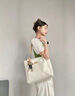 CLEHAN&KITE包包女包2025新款大容量編織菱格包女大學(xué)生上課通勤托特包購物袋 米白色 曬單實(shí)拍圖