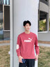 衛(wèi)衣男秋冬加絨加厚圓領(lǐng)印花長袖T恤男大碼休閑打底衫外套套裝 磚紅（春秋款） M 曬單實拍圖