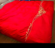 水星家纺 结婚床上四件套 全棉婚庆套件 大红刺绣四件套 舒适被套床单枕套 【中式婚庆】缘系一生 1.8米床(适配220*240cm被芯) 实拍图