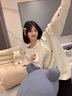 鳳蝶兒秋季針織衫女裝2025春季秋裝新款日系可愛(ài)毛衣女學(xué)生針織外套上衣 白色溫柔加厚針織衫 均碼 曬單實(shí)拍圖