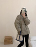 燦圖韓版刺繡棉服女裝秋冬季棉襖小眾保暖加厚面包服小個子上衣外套潮 綠色 L 【建議100斤到120斤】 曬單實拍圖