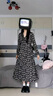 妤遇（YUUZYUUS）品牌女裝碎花雪紡連衣裙2025年春秋新款寬松v領(lǐng)顯瘦法式時(shí)尚長(zhǎng)裙 黑色 M 曬單實(shí)拍圖