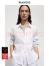MANGO女裝襯衫2025秋裝新款翻領(lǐng)長袖亞麻面料白色時尚襯衫 本白 M 曬單實拍圖