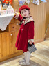 小咕嘟熊女童連衣裙紅色加厚秋冬2025新款兒童裙子國風女孩過年衣服公主裙 紅色加棉加厚 130cm 曬單實拍圖