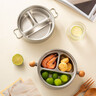 onlycook兒童餐盤(pán)316L不銹鋼分格飯盤(pán)食品級雙層防燙菜盤(pán)寶寶餐具 三分格餐盤(pán)雙層-櫸木柄 曬單實(shí)拍圖