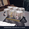 格娜斯（CRISTALGLASS）玻璃杯家用客廳耐高溫水杯家庭套裝泡茶杯帶把手高顏值喝水杯子 六色錘紋把杯300ml6只+金色杯架 曬單實(shí)拍圖