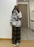MMOPTOP復(fù)古做舊格子直筒褲子夏季男潮流寬松垂感闊腿褲MXXK42黃色XL 曬單實拍圖