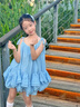 WVD吊帶裙女童夏季洋裝2025新款女孩夏裝裙子套裝兒童多巴胺小洋裙 藍(lán)色套裝裙子+短褲 藍(lán)色套裝裙子 120 CM 曬單實(shí)拍圖