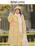 森女部落原創(chuàng  )治愈溫暖系中長(cháng)款毛呢外套夾棉加厚呢子氣質(zhì)大衣寬松 黃色大衣（單件） S 曬單實(shí)拍圖