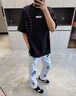 GOODBRAND喻言汪蘇瀧同款燙片高周波LOGO熒光磨破短袖T恤男女同款 黑色 S 曬單實拍圖
