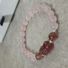 GATMEET馬達加斯加天然粉水晶貔貅手鏈草莓晶招財桃花手串少女心女生禮物 馬粉草莓晶貔貅手鏈 手圍14cm 曬單實(shí)拍圖