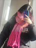 眸中景彩色拉毛圍巾女秋季新款韓版時(shí)尚保暖披肩高級感馬海毛絨圍脖男潮 粉紅色 曬單實(shí)拍圖