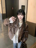 DXOT蕾絲花邊領(lǐng)針織打底衫2025新款皮衣外套女甜酷風(fēng)秋冬兩件套穿搭潮 杏色 M 建議90-105斤 曬單實(shí)拍圖
