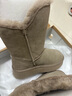 百思圖冬商場(chǎng)新款牛皮革厚底雪地靴加絨加厚極寒棉鞋女L2128DZ4 卡其色 36 曬單實(shí)拍圖