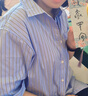 海瀾之家（HLA）長(cháng)袖時(shí)尚襯衫女裝春季款豎條紋寬松休閑襯衣女 淺藍條紋Y9 XL 170/92A 推薦115~130斤 曬單實(shí)拍圖