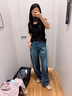 優(yōu)衣庫女裝男裝寬松廓形牛仔褲/彎刀鐮刀褲子25秋冬新款479000 67 海藍色 25 /160/64A 曬單實(shí)拍圖