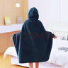 學(xué)生秋冬午睡毯帶帽斗篷披肩毛毯沙發(fā)毯辦公室毯子雙層加厚保暖 深藍色-連帽款【可拆卸】 150*100cm成人款（750克） 曬單實(shí)拍圖