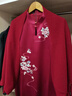 北極絨（Bejirog）媽媽旗袍披肩女外搭喜婆婆保暖羊絨大圍巾2025年秋冬新款婚禮外披 酒紅色 曬單實(shí)拍圖