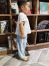 巴帝巴帝夏季純棉嬰幼兒童裝防蚊褲男女寶寶運(yùn)動(dòng)長(zhǎng)褲 新淺蘭萌趣熊頭  100 曬單實(shí)拍圖