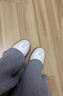 蹀愫出游禮物新款拼色增高阿甘鞋休閑運動百搭真皮鞋厚底板鞋德訓鞋 米灰色牛剖層皮革/米白色牛皮革 35 (225mm) 曬單實拍圖